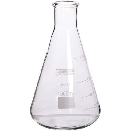 Cole-Parmer元素锥形烧瓶、玻璃、1000毫升,6 / pk