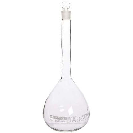 Cole-Parmer元素容量瓶,玻璃,玻璃塞,2000毫升,1 / pk