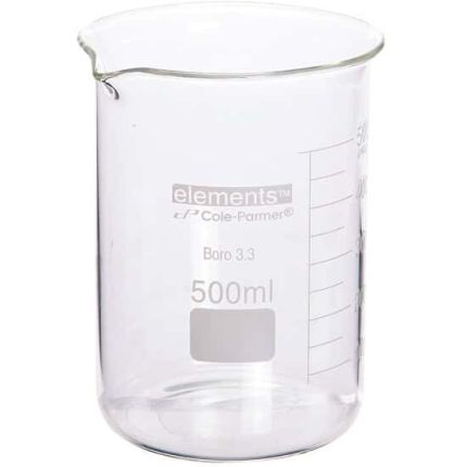 Cole-Parmer元素低型烧杯、玻璃、600毫升8 / pk