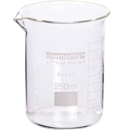 Cole-Parmer元素低型烧杯、玻璃、250毫升,12 / pk