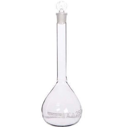 Cole-Parmer元素容量瓶,玻璃,玻璃塞,250毫升,2 / pk