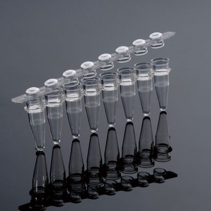 8条PCR管与扁帽,适合qPCR,清晰的颜色,125条/包,10包/ Case